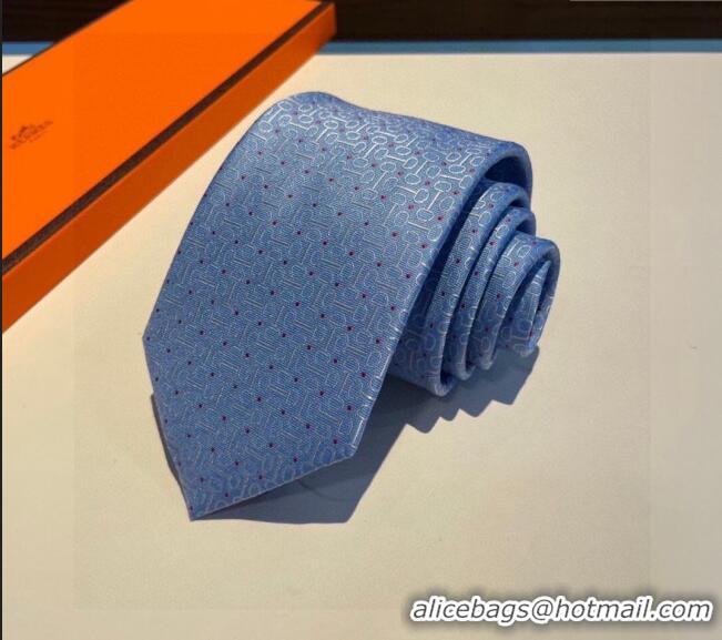 New Release Creation Hermes Silk Tie 030902 Light Blue 2023