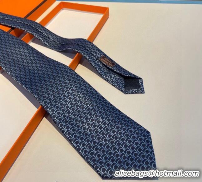 Discount Classic Hermes 7 Infini Silk Tie 30942 Black/Blue 2023