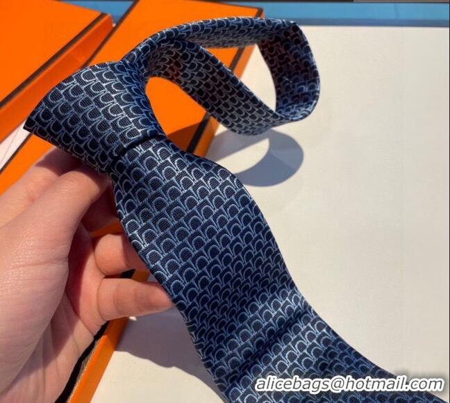 Discount Classic Hermes 7 Infini Silk Tie 30942 Black/Blue 2023