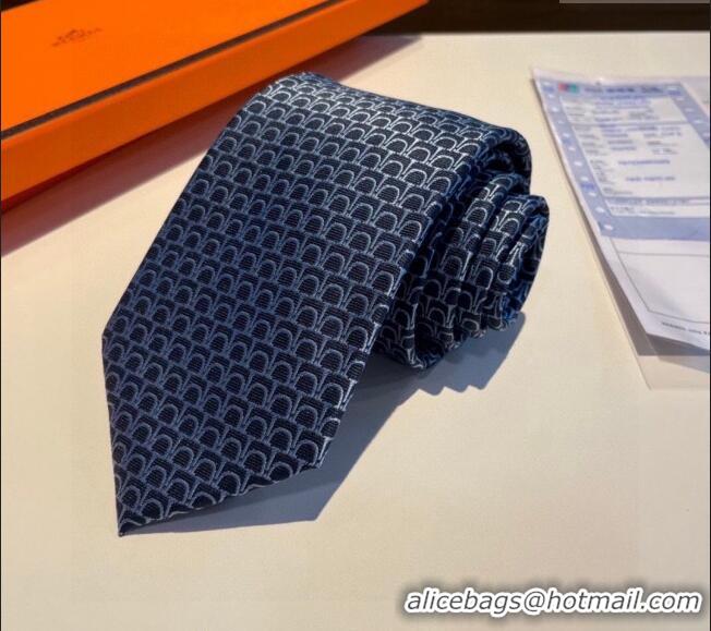 Discount Classic Hermes 7 Infini Silk Tie 30942 Black/Blue 2023