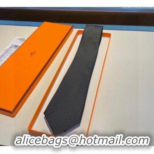 Classic Discount Hermes H Silk Tie 030904 Black/White 2023