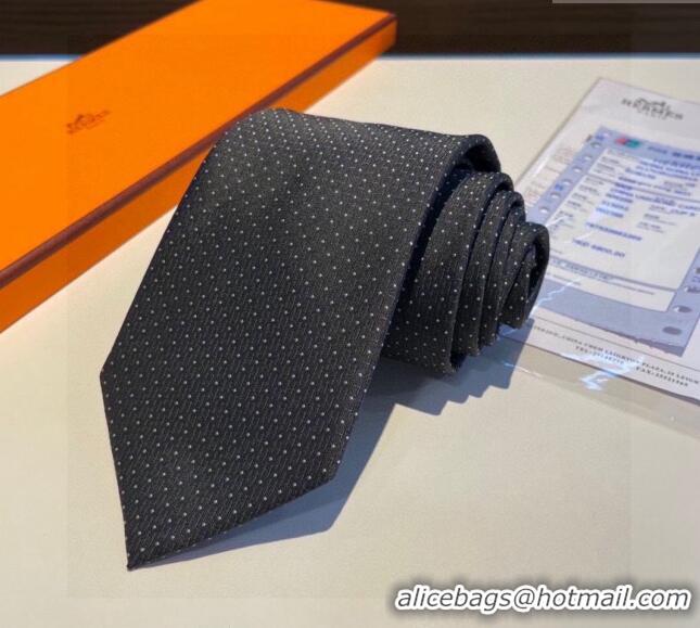 Classic Discount Hermes H Silk Tie 030904 Black/White 2023