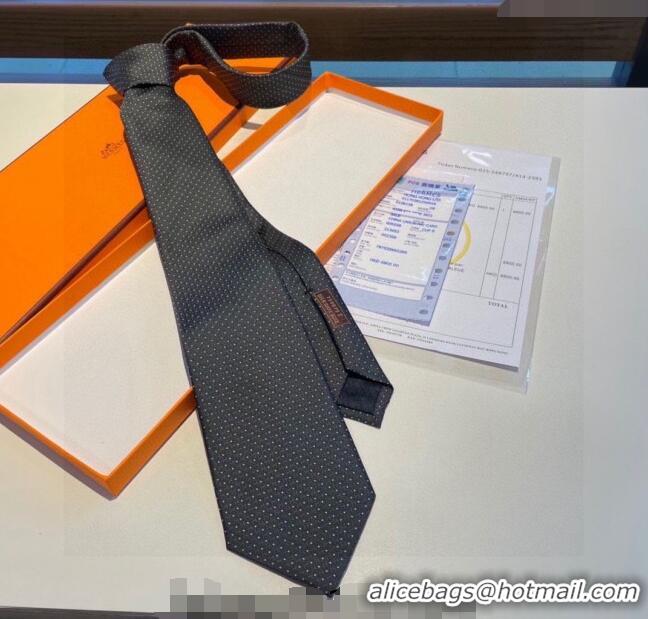 Classic Discount Hermes H Silk Tie 030904 Black/White 2023