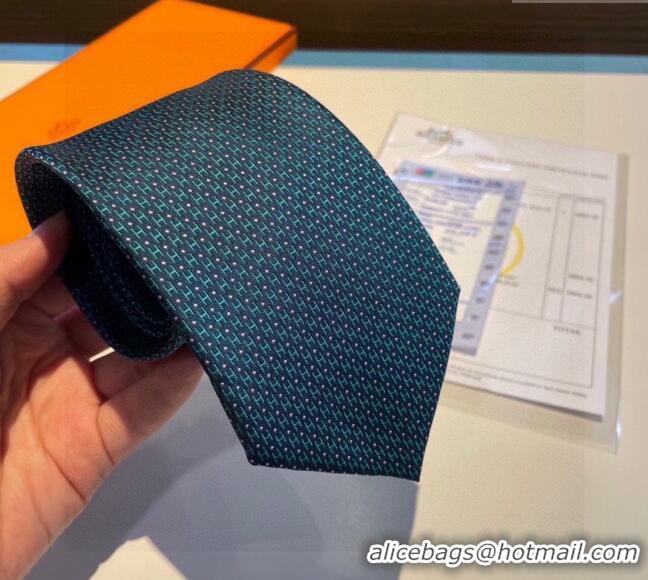 Market Sells Hermes H Silk Tie 030904 Green/Blue 2023