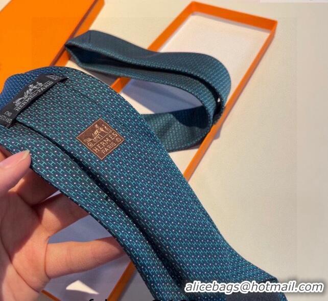 Market Sells Hermes H Silk Tie 030904 Green/Blue 2023