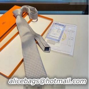 New Product Hermes H Silk Tie 0513 Grey 2023