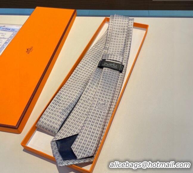 New Product Hermes H Silk Tie 0513 Grey 2023