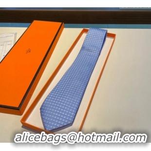 Grade Quality Hermes H Silk Tie 0513 Light Blue 2023