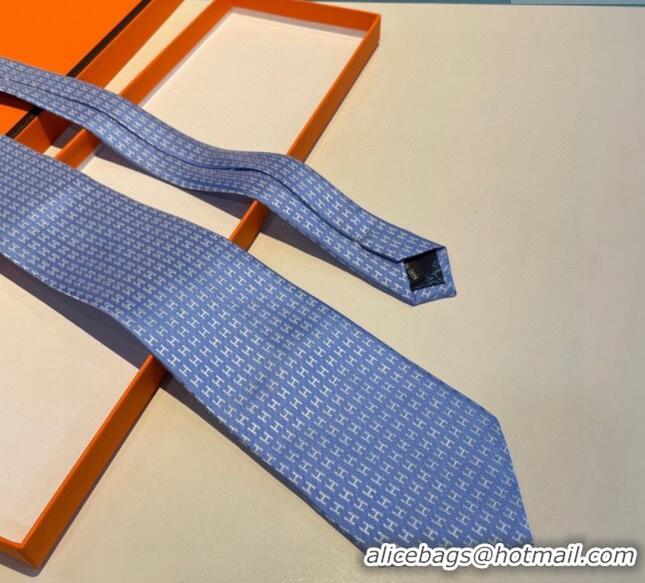 Grade Quality Hermes H Silk Tie 0513 Light Blue 2023