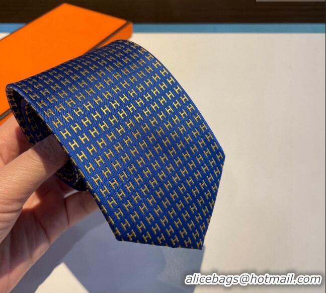 Best Price Hermes H Silk Tie 0513 Blue/Yellow 2023