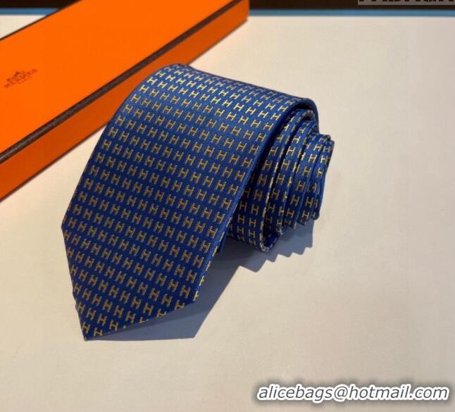 Best Price Hermes H Silk Tie 0513 Blue/Yellow 2023