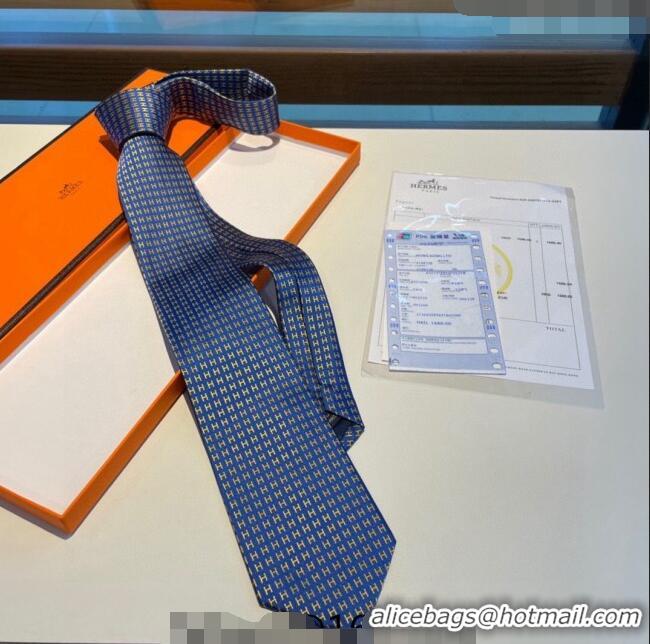 Best Price Hermes H Silk Tie 0513 Blue/Yellow 2023