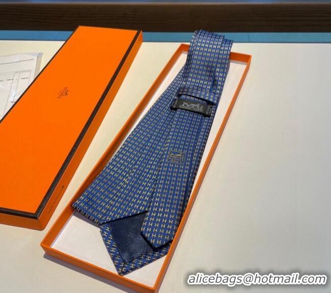 Best Price Hermes H Silk Tie 0513 Blue/Yellow 2023