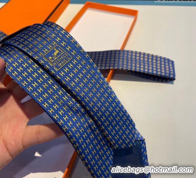 Best Price Hermes H Silk Tie 0513 Blue/Yellow 2023