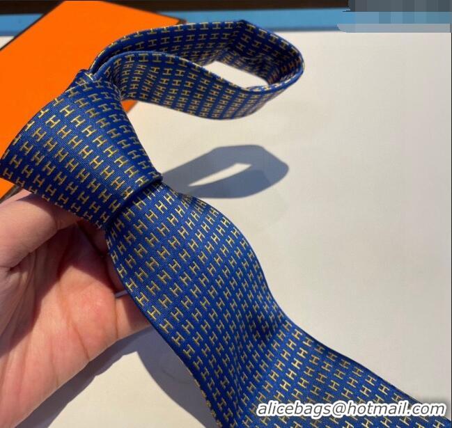 Best Price Hermes H Silk Tie 0513 Blue/Yellow 2023