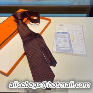 Top Quality Hermes H Silk Tie 0513 Burgundy 2023