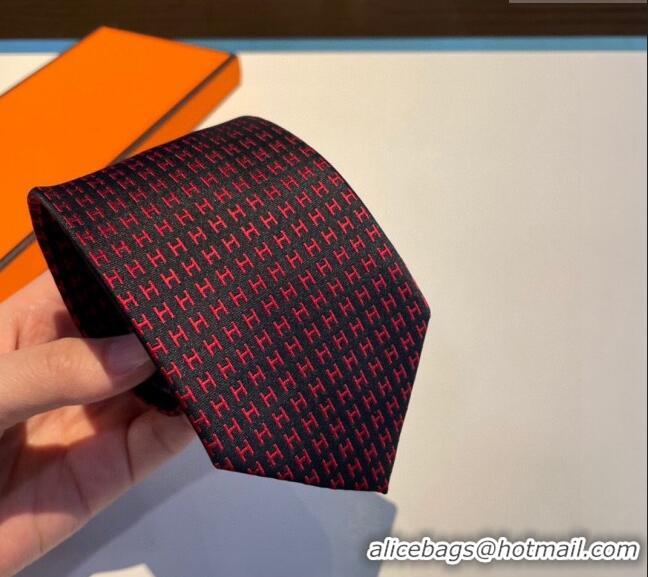 Top Quality Hermes H Silk Tie 0513 Burgundy 2023