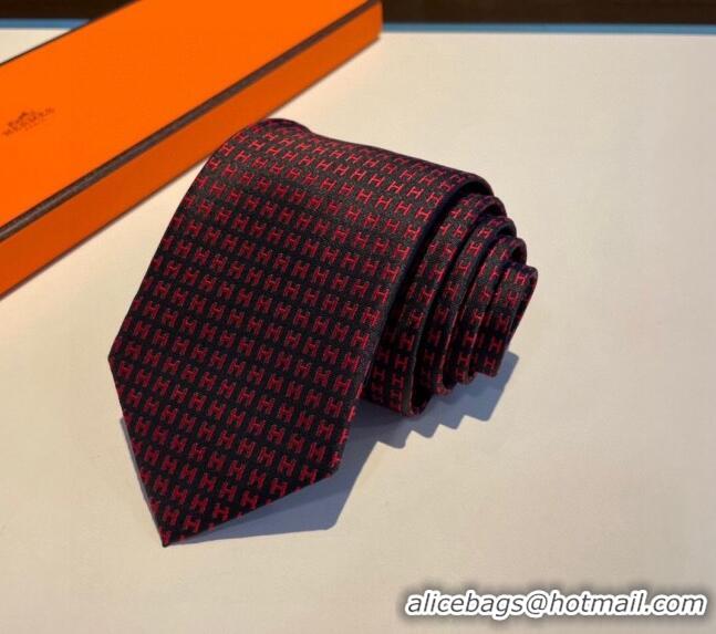 Top Quality Hermes H Silk Tie 0513 Burgundy 2023