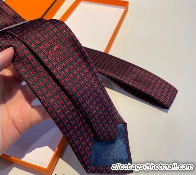 Top Quality Hermes H Silk Tie 0513 Burgundy 2023