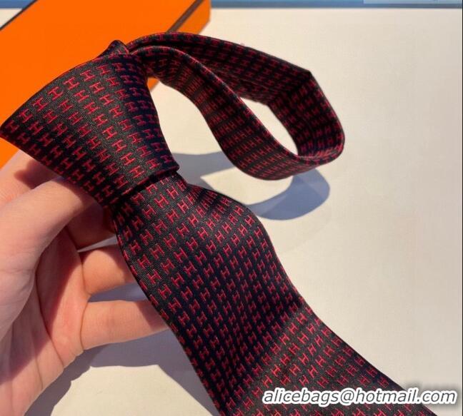 Top Quality Hermes H Silk Tie 0513 Burgundy 2023