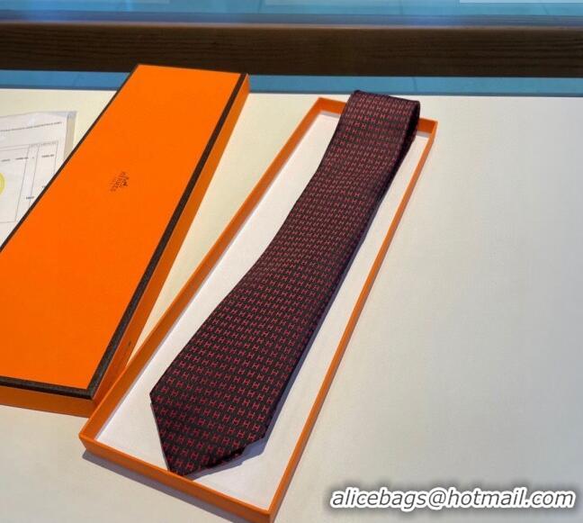 Top Quality Hermes H Silk Tie 0513 Burgundy 2023