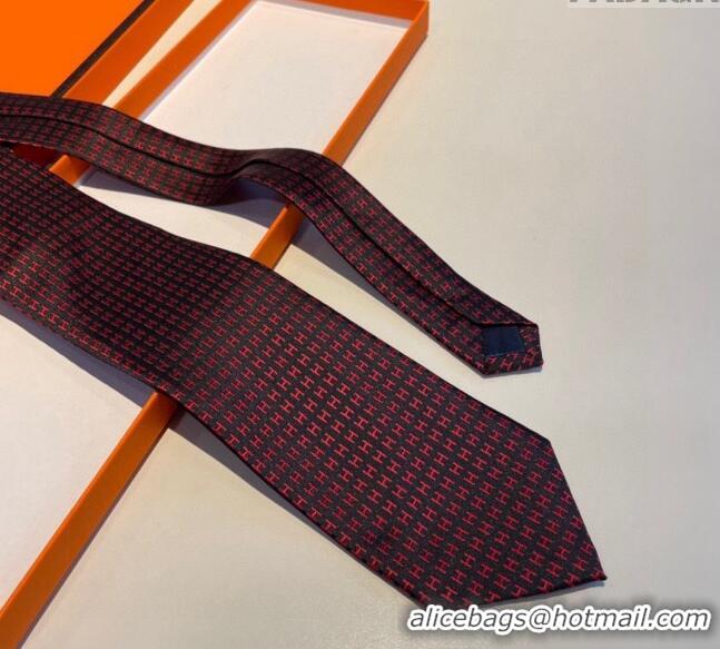 Top Quality Hermes H Silk Tie 0513 Burgundy 2023