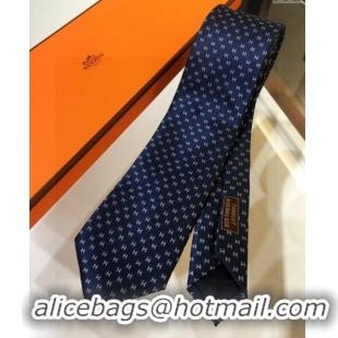 Buy Cheap Hermes Silk Tie with Double H 05074 Navy Blue 2023