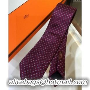 Spot Bulk Hermes Silk Tie with Double H 05074 Red 2023