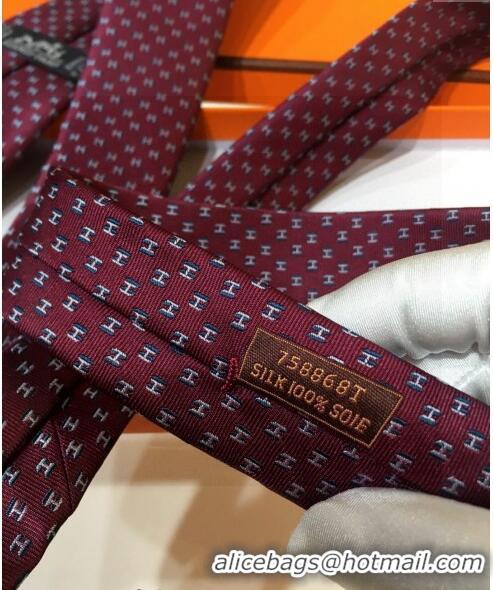 Spot Bulk Hermes Silk Tie with Double H 05074 Red 2023