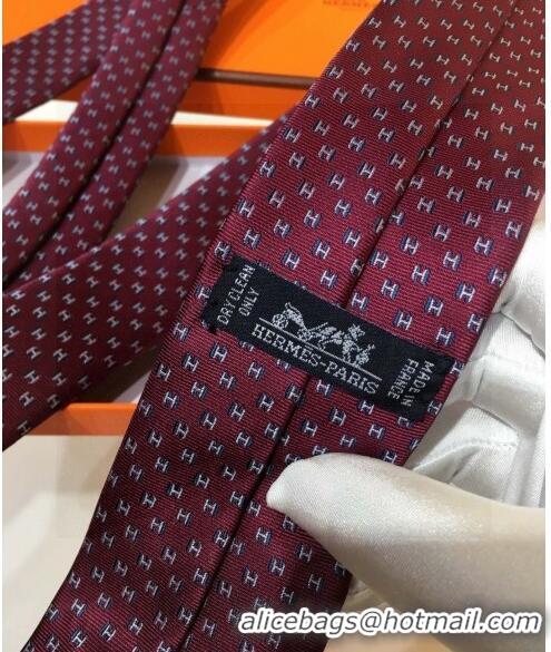 Spot Bulk Hermes Silk Tie with Double H 05074 Red 2023