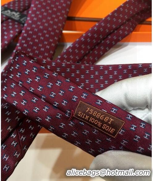 Spot Bulk Hermes Silk Tie with Double H 05074 Red 2023