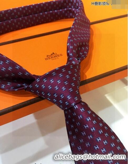 Spot Bulk Hermes Silk Tie with Double H 05074 Red 2023