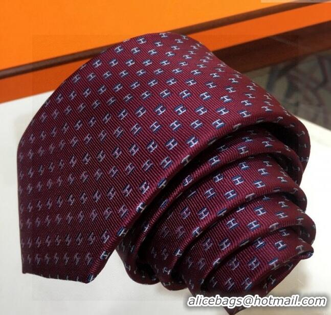 Spot Bulk Hermes Silk Tie with Double H 05074 Red 2023