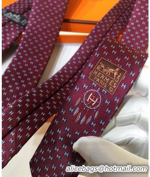 Spot Bulk Hermes Silk Tie with Double H 05074 Red 2023