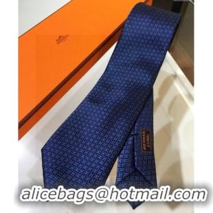 Buy Discount Hermes Silk Tie in H Jacquard 05074 Navy Blue 2023