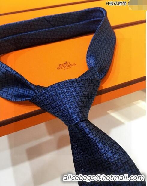 Buy Discount Hermes Silk Tie in H Jacquard 05074 Navy Blue 2023