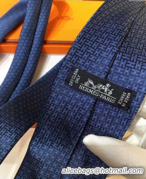 Buy Discount Hermes Silk Tie in H Jacquard 05074 Navy Blue 2023