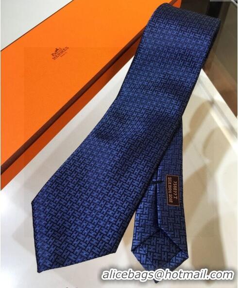 Buy Discount Hermes Silk Tie in H Jacquard 05074 Navy Blue 2023