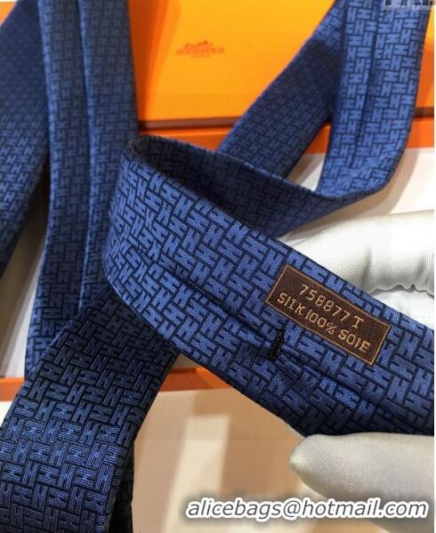 Buy Discount Hermes Silk Tie in H Jacquard 05074 Navy Blue 2023