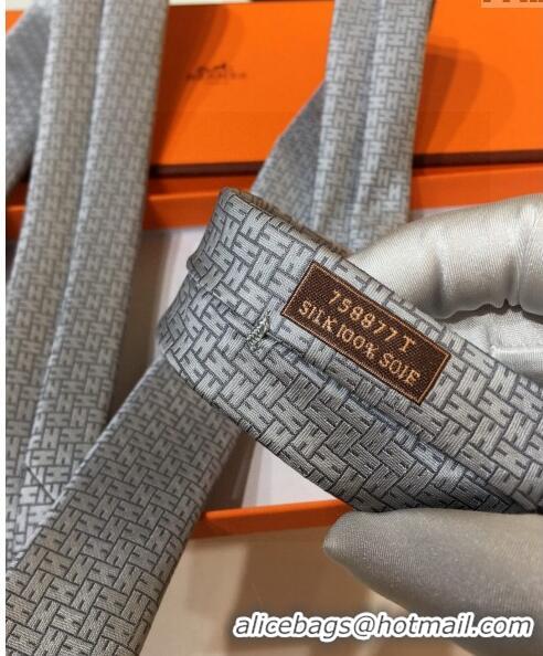 Hot Style Cheap Hermes Silk Tie in H Jacquard 05080 Grey 2023