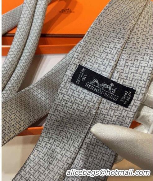 Hot Style Cheap Hermes Silk Tie in H Jacquard 05080 Grey 2023