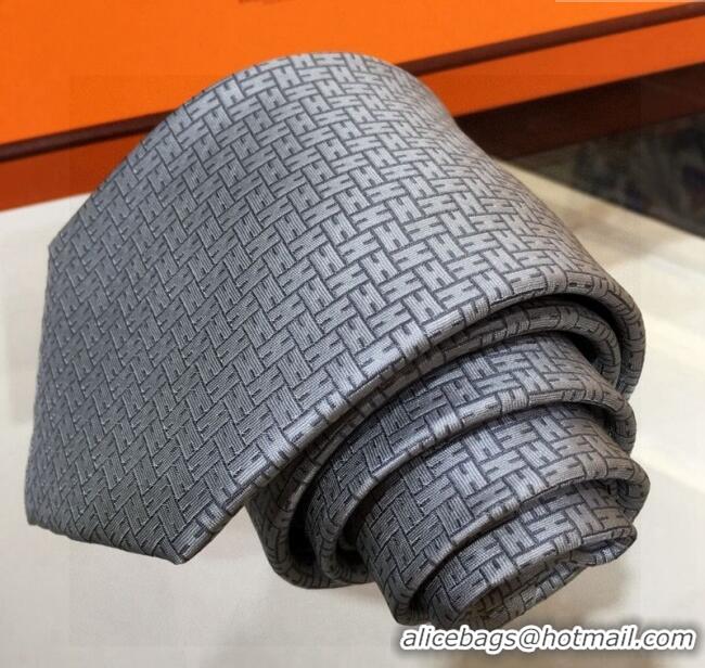 Hot Style Cheap Hermes Silk Tie in H Jacquard 05080 Grey 2023