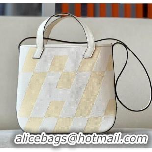 Market Sells Hermes Cabas H en Biais 27 Bag H1924 White 2023 (Handmade)