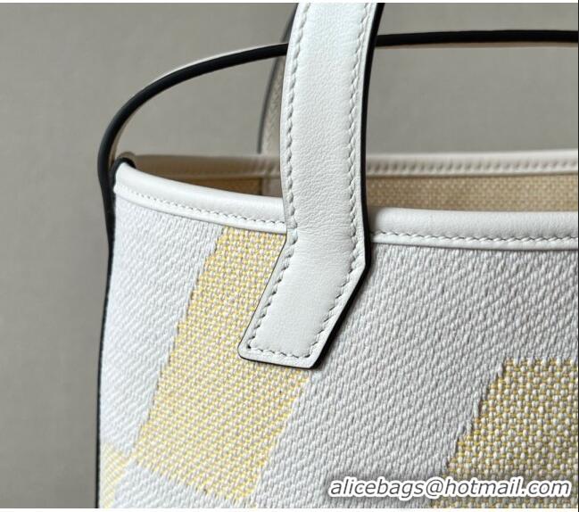 Market Sells Hermes Cabas H en Biais 27 Bag H1924 White 2023 (Handmade)