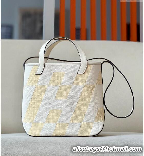 Market Sells Hermes Cabas H en Biais 27 Bag H1924 White 2023 (Handmade)