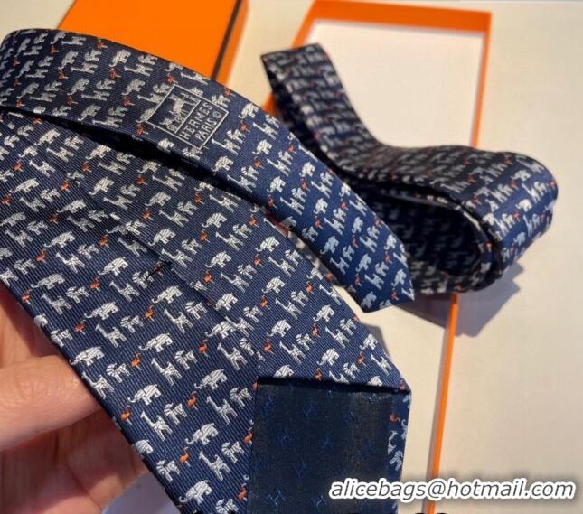 Buy Luxury Hermes Animal Silk Tie 1019 Blue 2023