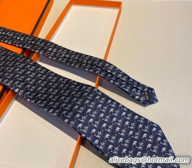 Buy Luxury Hermes Animal Silk Tie 1019 Blue 2023