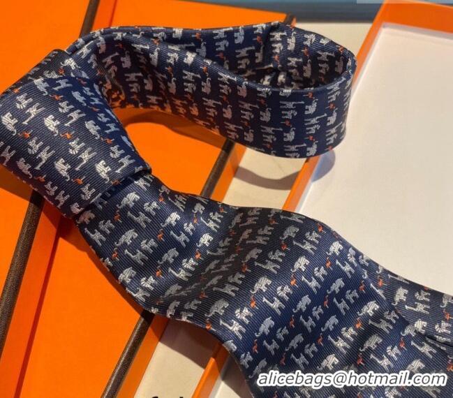 Buy Luxury Hermes Animal Silk Tie 1019 Blue 2023