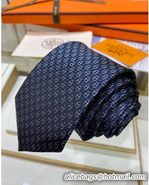 Buy Inexpensive Hermes 7 H au Maillon Silk Tie H92106 Blue 2023