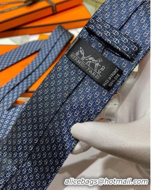 Buy Inexpensive Hermes 7 H au Maillon Silk Tie H92106 Blue 2023